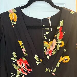Free People Black Floral Mini Dress